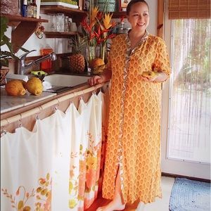 100% Cotton Blockprint Shirtdress Duster Model is 5'5 Handmade in India. OOAK